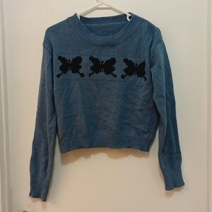 Hooked Up by IoT' butterfly Crewneck Sweater